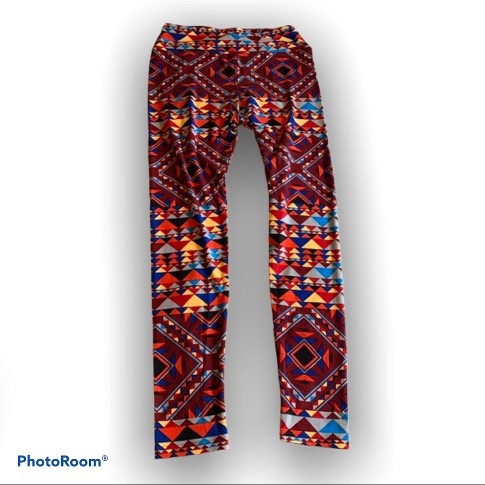 LuLaRoe Geometric Pattern Red Leggings, NWOT